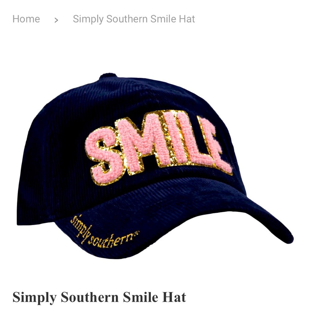 Simply Southern corduroy navy hat with smile